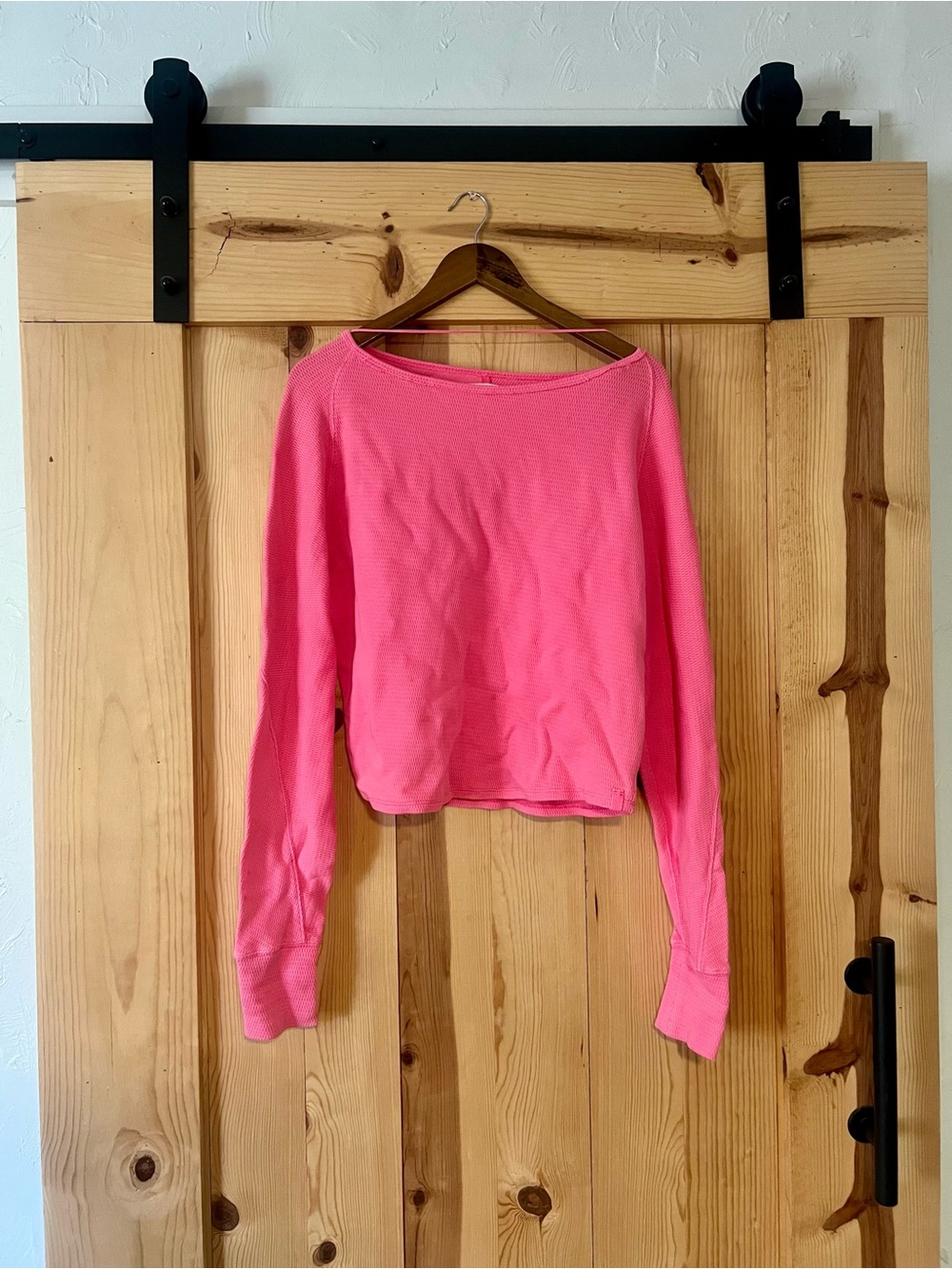 We The Free Bright Pink Long-Sleeve Scoop Neck Top